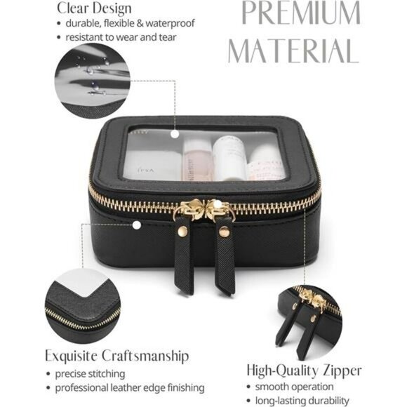 Popvibe Clear Makeup Bag Small Travel Cosmetic Case Zipper Toiletry Organizer - Picture 2 of 7